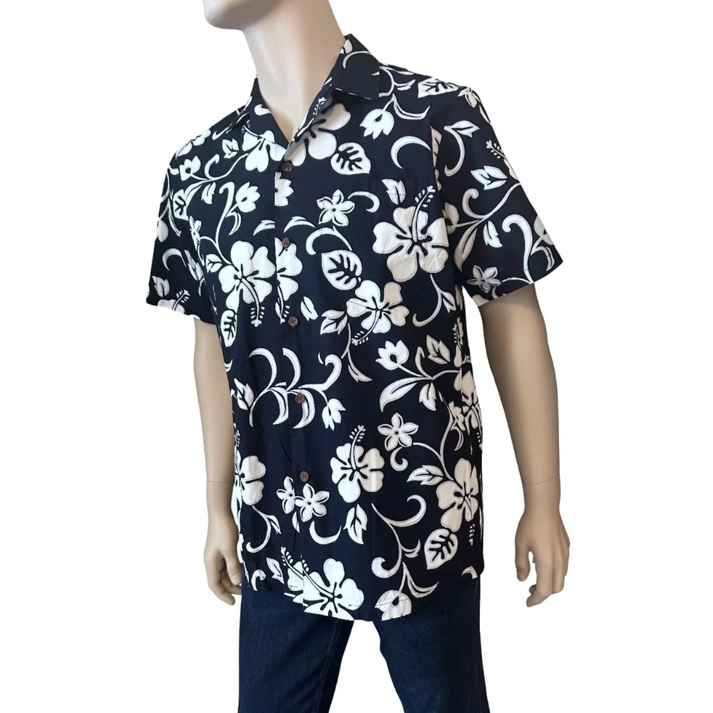 RJC Hawaiian 100% Cotton Camp Shirt Tiki Tropical Aloha Hibiscus Hawaii USA NWOT - Picture 5 of 12